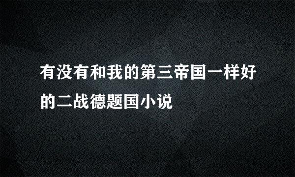 有没有和我的第三帝国一样好的二战德题国小说