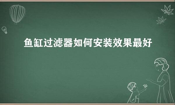 鱼缸过滤器如何安装效果最好