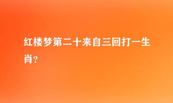 红楼梦第二十来自三回打一生肖？