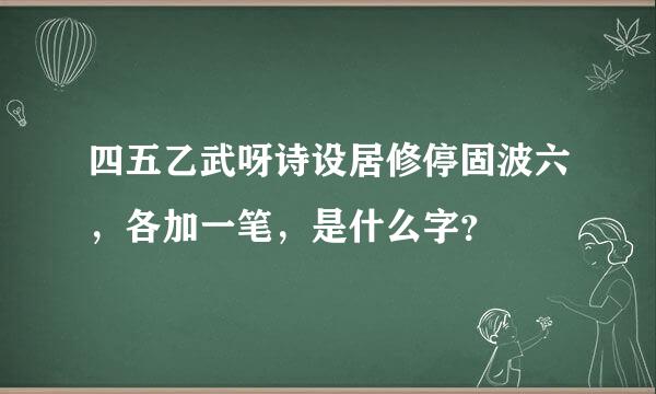 四五乙武呀诗设居修停固波六，各加一笔，是什么字？