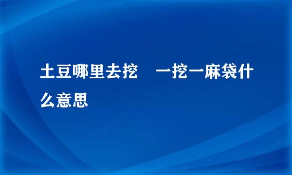 土豆哪里去挖 一挖一麻袋什么意思