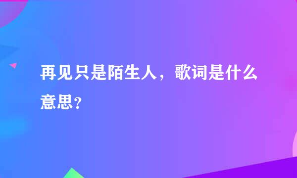 再见只是陌生人，歌词是什么意思？