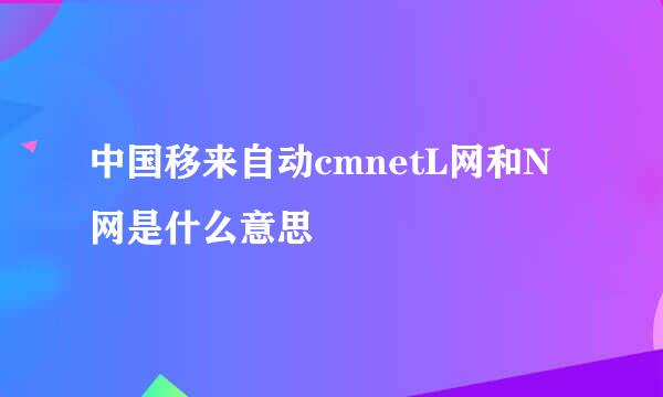 中国移来自动cmnetL网和N网是什么意思