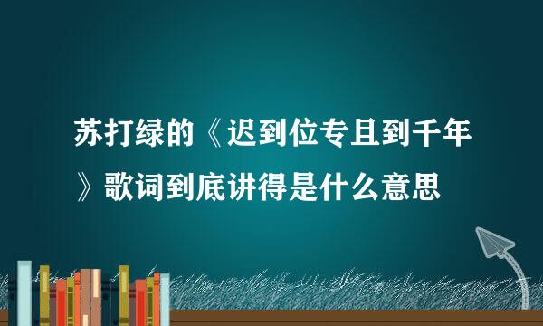 苏打绿的《迟到位专且到千年》歌词到底讲得是什么意思