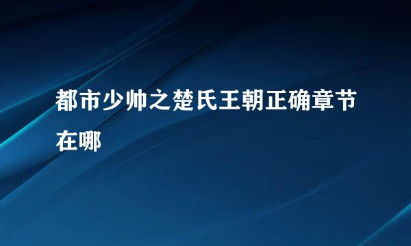 都市少帅之楚氏王朝正确章节在哪