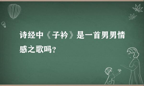 诗经中《子衿》是一首男男情感之歌吗？