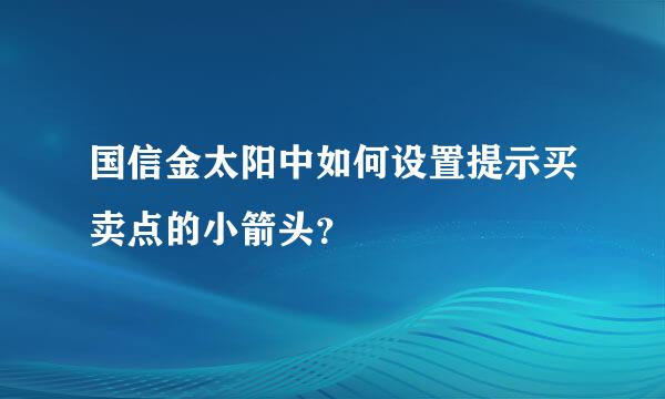 国信金太阳中如何设置提示买卖点的小箭头？