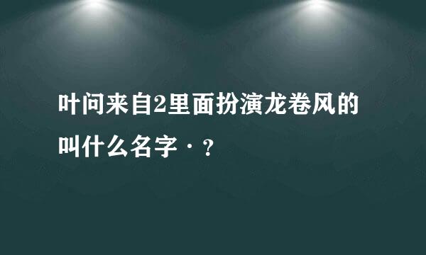 叶问来自2里面扮演龙卷风的叫什么名字·？