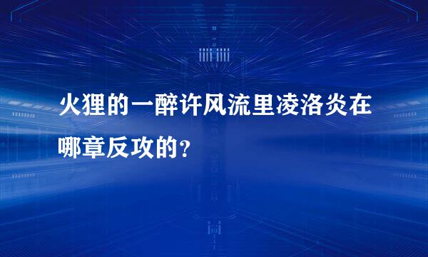 火狸的一醉许风流里凌洛炎在哪章反攻的？