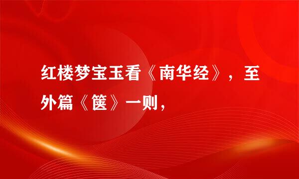 红楼梦宝玉看《南华经》，至外篇《箧》一则，