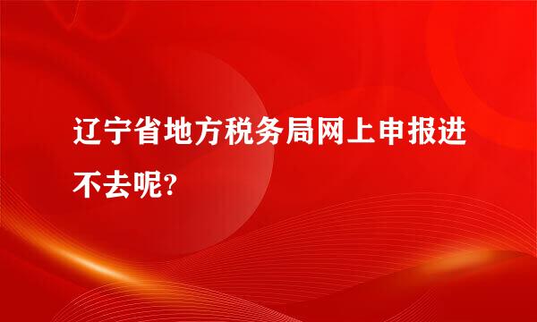 辽宁省地方税务局网上申报进不去呢?