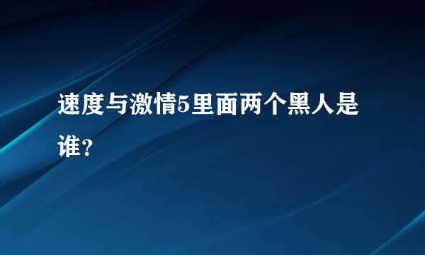 速度与激情5里面两个黑人是谁？