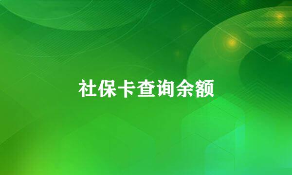 社保卡查询余额