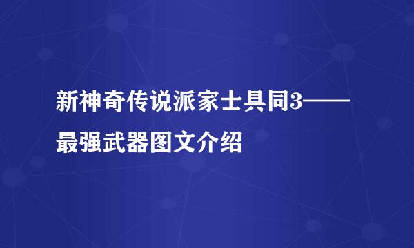 新神奇传说派家士具同3——最强武器图文介绍