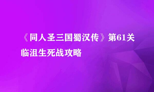 《同人圣三国蜀汉传》第61关临沮生死战攻略