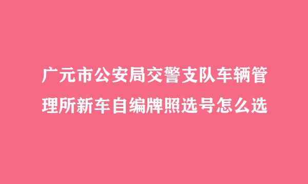 广元市公安局交警支队车辆管理所新车自编牌照选号怎么选