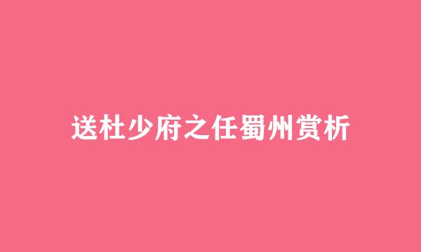 送杜少府之任蜀州赏析