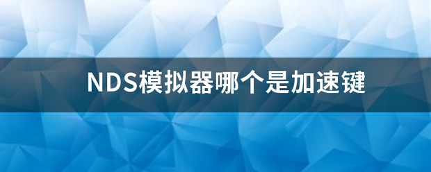 NDS模拟器哪个是加来自速键