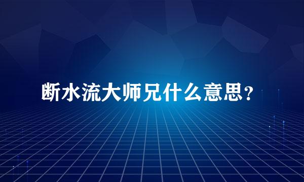 断水流大师兄什么意思？