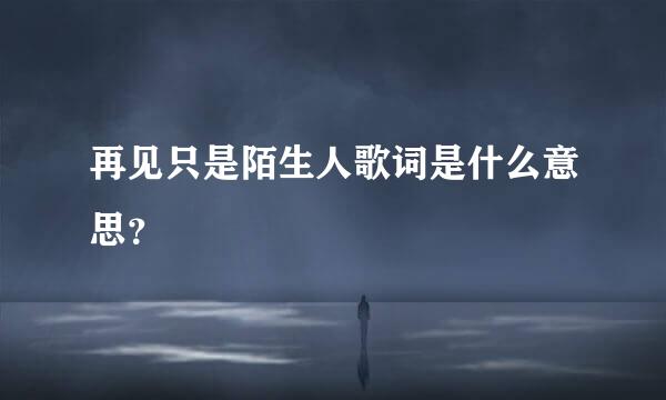 再见只是陌生人歌词是什么意思？