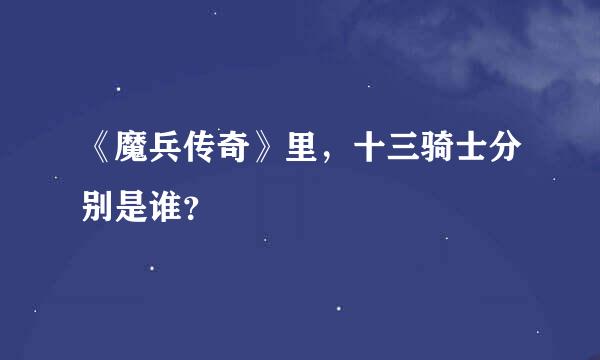 《魔兵传奇》里，十三骑士分别是谁？