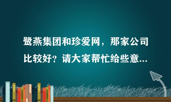 鹭燕集团和珍爱网，那家公司比较好？请大家帮忙给些意见。万分感激