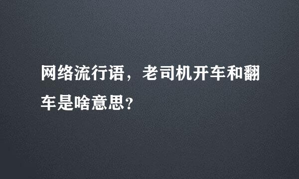 网络流行语，老司机开车和翻车是啥意思？