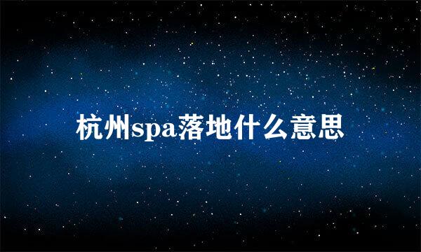 杭州spa落地什么意思