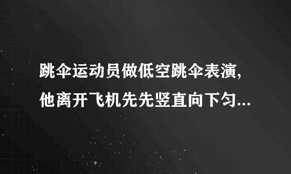 跳伞运动员做低空跳伞表演,他离开飞机先先竖直向下匀加速直线运动加速度大小为a