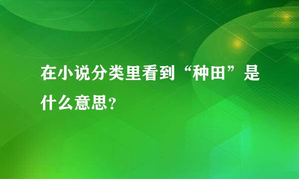 在小说分类里看到“种田”是什么意思？