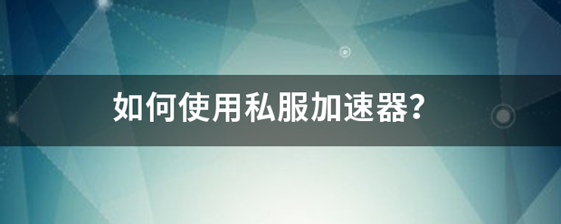 如何使用私服加速器？