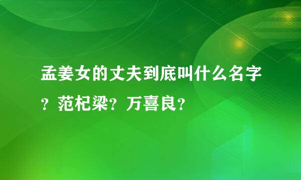 孟姜女的丈夫到底叫什么名字？范杞梁？万喜良？