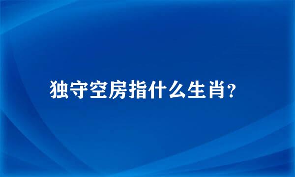 独守空房指什么生肖？