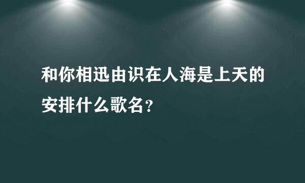 和你相迅由识在人海是上天的安排什么歌名？