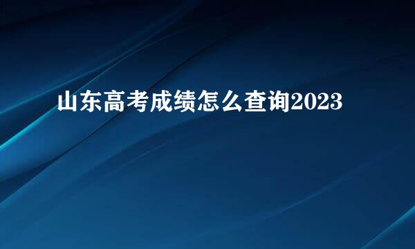 山东高考成绩怎么查询2023