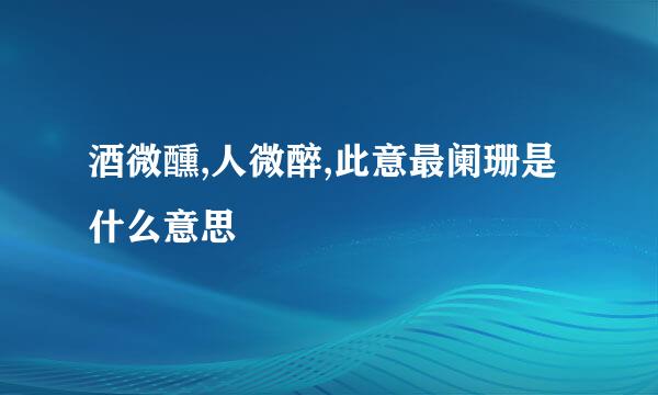 酒微醺,人微醉,此意最阑珊是什么意思