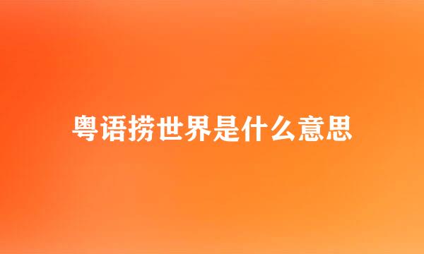 粤语捞世界是什么意思