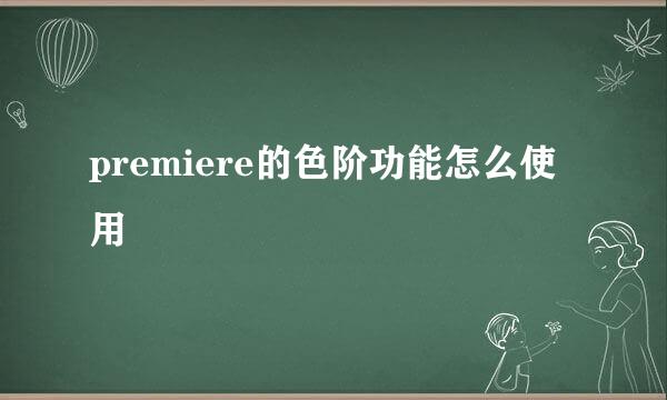 premiere的色阶功能怎么使用