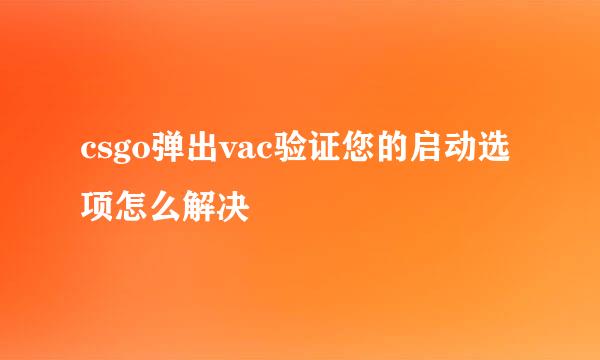 csgo弹出vac验证您的启动选项怎么解决