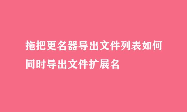 拖把更名器导出文件列表如何同时导出文件扩展名