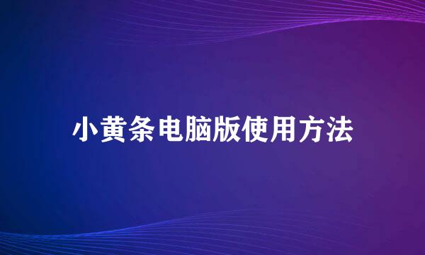 小黄条电脑版使用方法