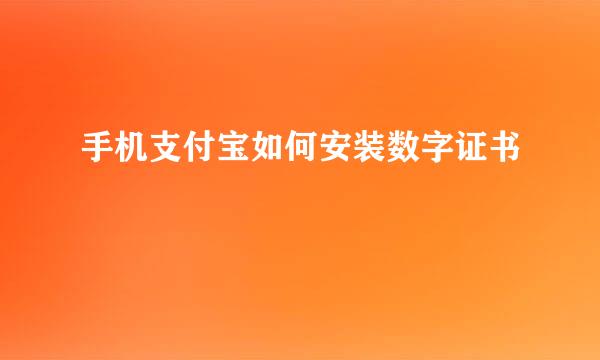 手机支付宝如何安装数字证书