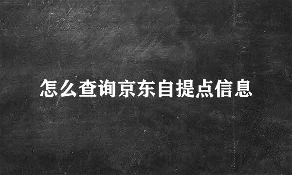 怎么查询京东自提点信息