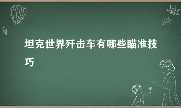 坦克世界歼击车有哪些瞄准技巧