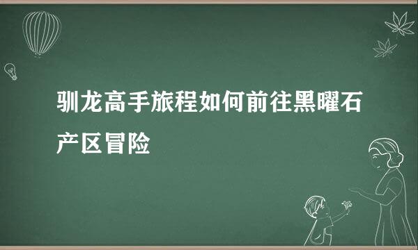 驯龙高手旅程如何前往黑曜石产区冒险