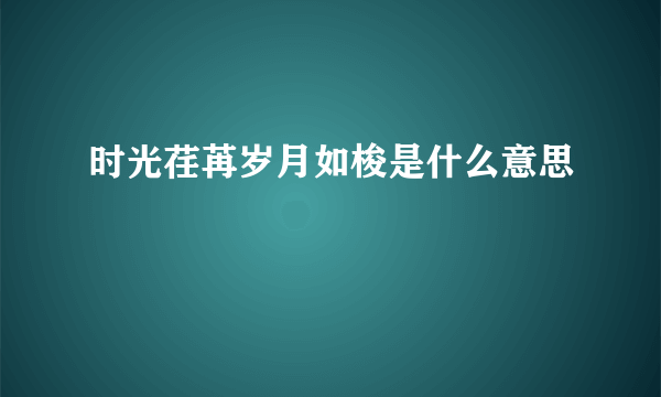 时光荏苒岁月如梭是什么意思