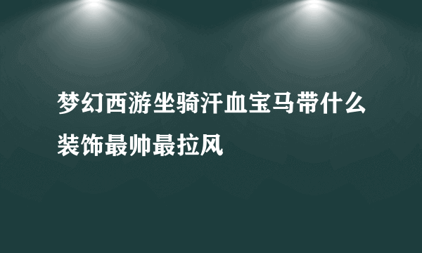 梦幻西游坐骑汗血宝马带什么装饰最帅最拉风