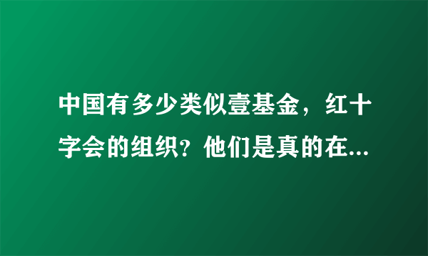 中国有多少类似壹基金，红十字会的组织？他们是真的在做慈善吗？