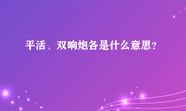 平活、双响炮各是什么意思？