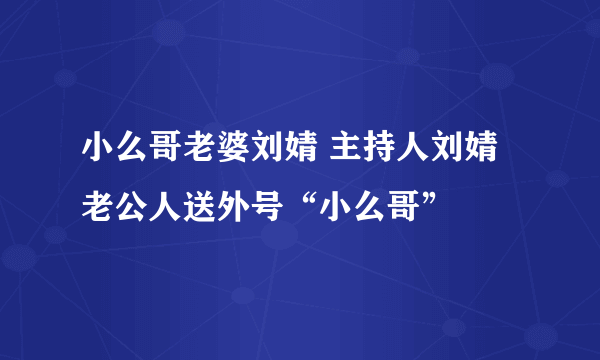 小么哥老婆刘婧 主持人刘婧老公人送外号“小么哥”